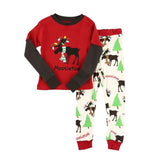 Matching Family Christmas Moose Moosletoe Red Woodland Holiday Pajamas